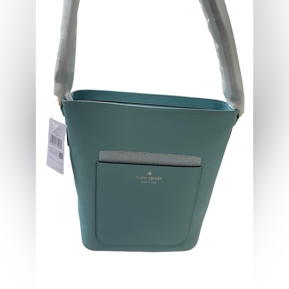 NWT Kate Spade Elsie Pebbled Leather Bucket Bag Smokey Blue